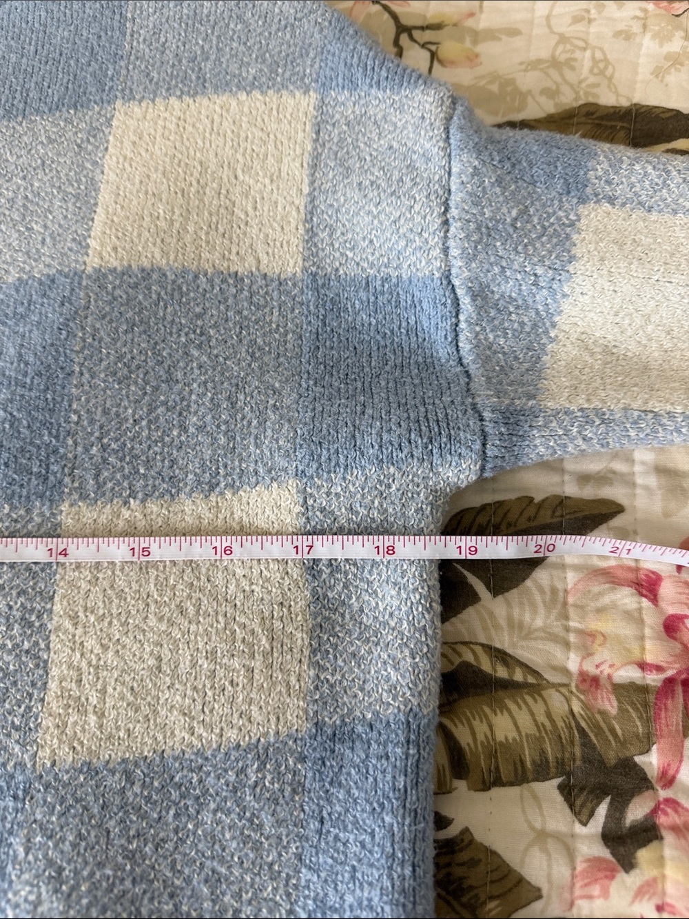Christian Siriano Blue and White Buffalo Check Turtleneck Sweater - Picture 4 of 6